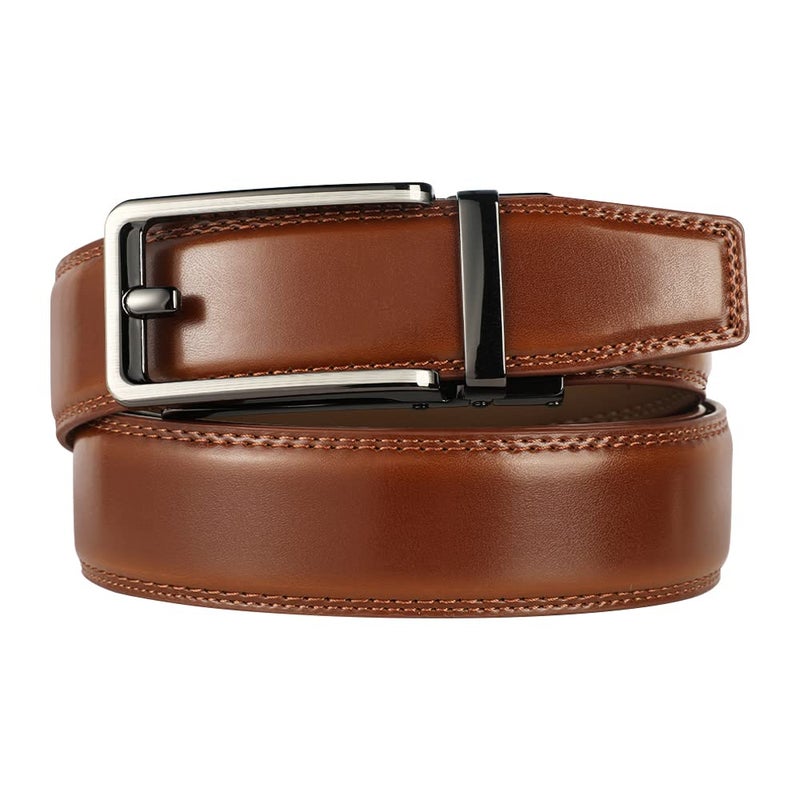 Lavemi Men's Real Leather Ratchet Dress Casual Belt, Cut to Exact Fit,Elegant Gift Box(36-32315 Brown 44") - Image 2